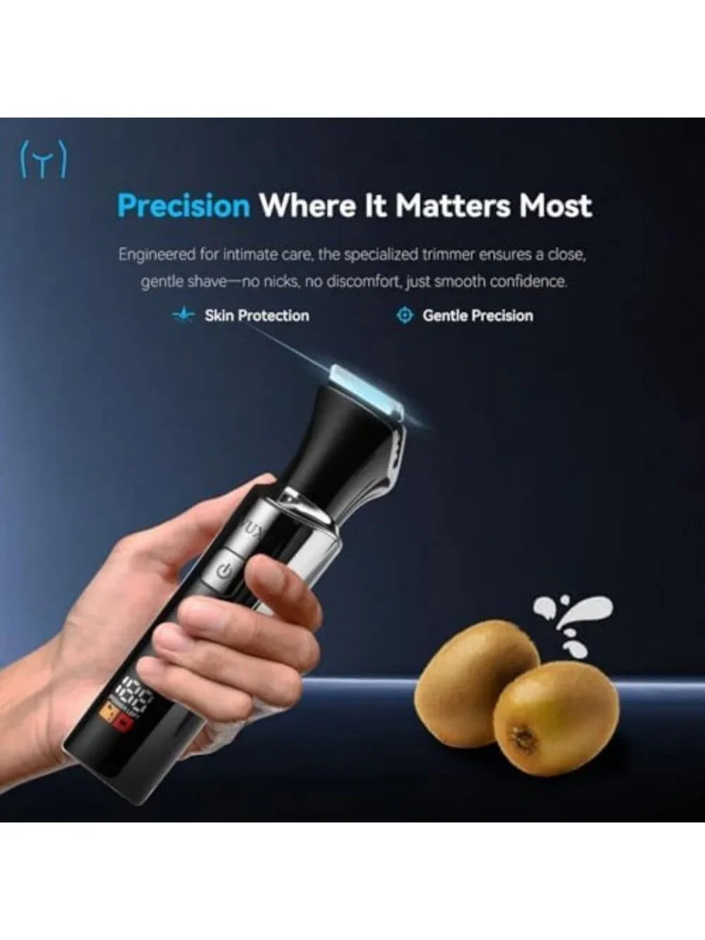 4-in-1 Electric Back Shaver & Groin Hair Trimmer with LED Display for Men